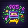 90`s party neon symbol